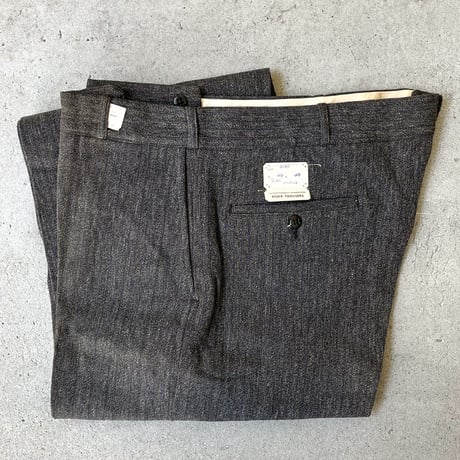 1930〜40's Unknown Black Covert Stripe Trousers Deadstock