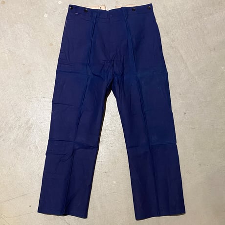1930's French Unknown Indigo Cotton&Linen Trousers Deadstock