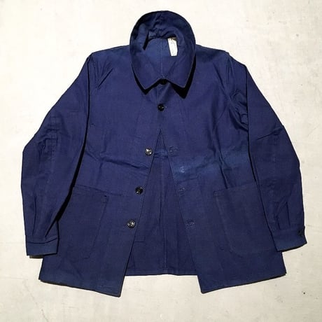 1930〜40's French Unknown Indigo Cotton Twill Jacket Deadstock