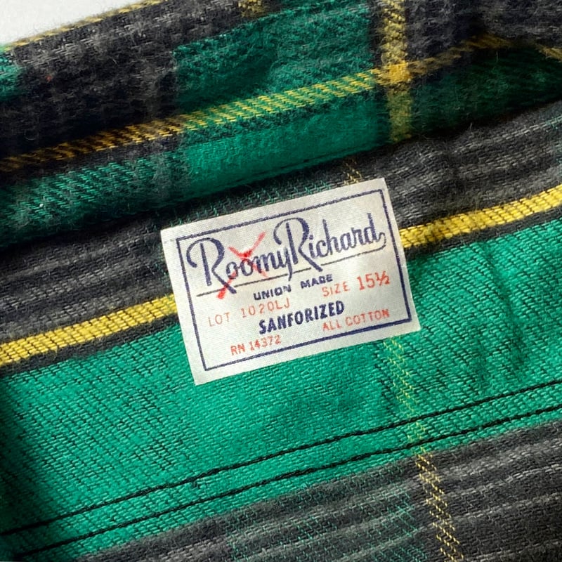 Roomy Richard ヘビーフランネルシャツ　グリーン系　50s fit=scale-down,w=1200