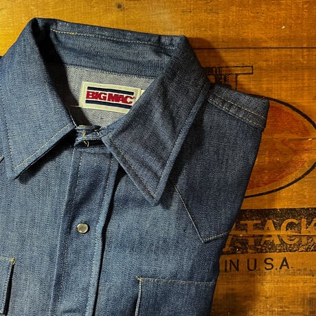 1980's BIG MAC Denim Western L/S Shirt Deadstock