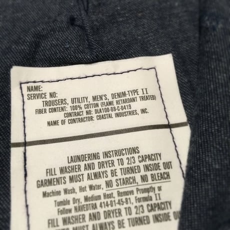 1980's US.NAVY Denim Trousers Deadstock