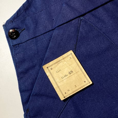 1940's French Unknown Indigo Cotton&Linen Overall Deadstock