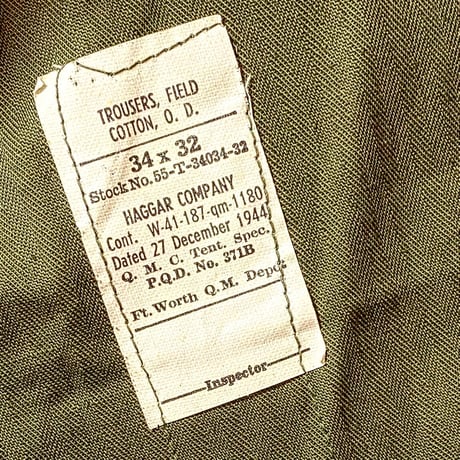 1940's US.ARMY M-43 Field Trousers Deadstock