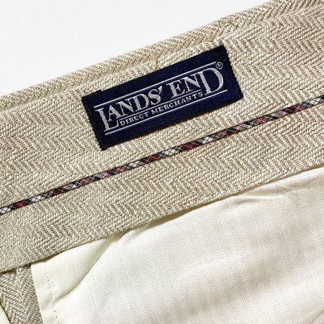 1990's〜 LANDS' END Herringbone Linen Trousers Deadstock