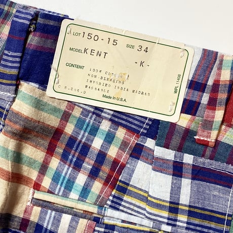 1970's〜 Unknown Indian Madras Patchwork Short Pants Deadstock