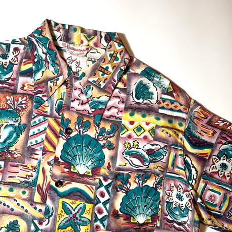 1950's KUONAKAKAI Rayon Hawaiian S/S Shirt