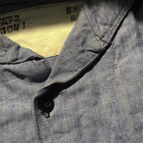 1960's French Navy Linen Shawl Collar Coverall
