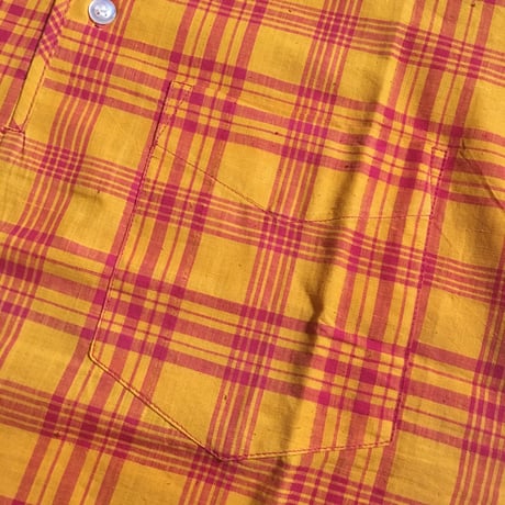 1960's DONEGAL Indian Madras Henleyneck S/S Shirt Deadstock
