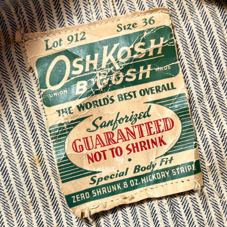 1940〜50's OSHKOSH Hickory Engineer Coat Deadstock