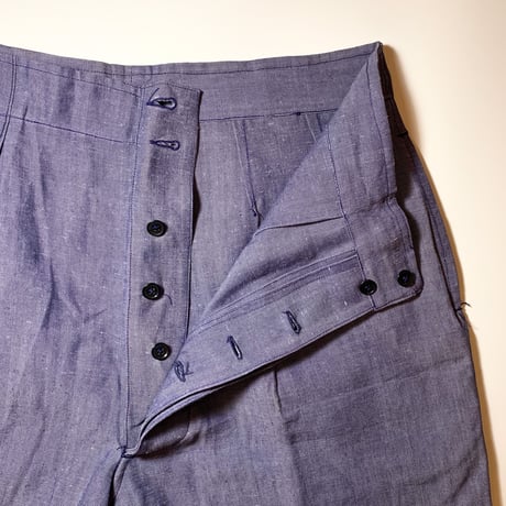 1950〜60's French Navy Linen Short Pants Deadstock