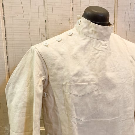 1940's〜 French Military Hospital Linen S/S Shirt Deadstock