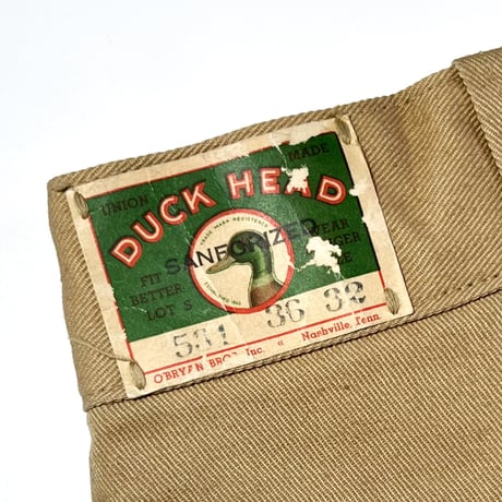 1940's DUCK HEAD Cotton Trousers Deadstock