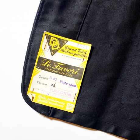 1940's〜 Le Favori Black Moleskin Jacket Deadstock