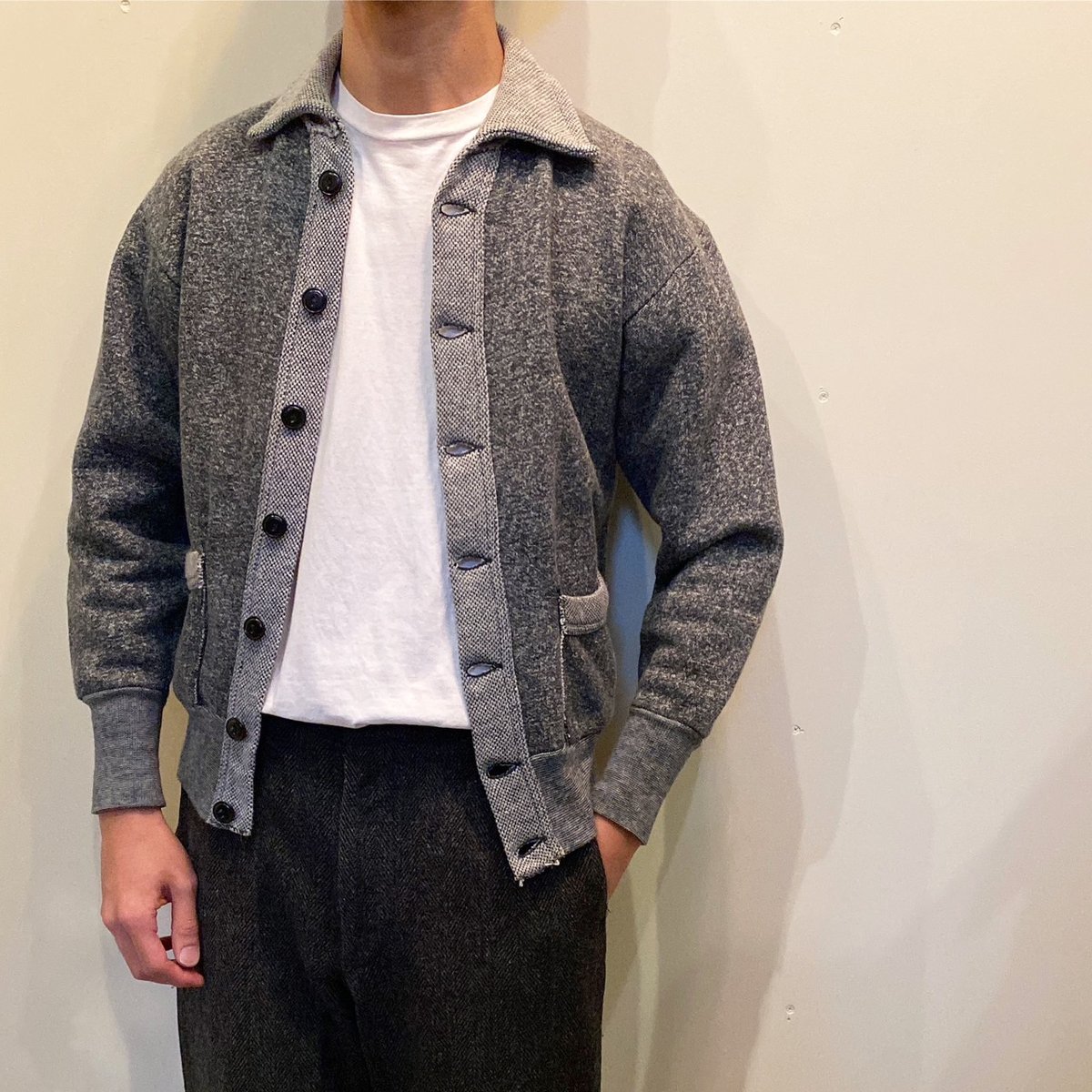 50s ゴマ塩 スウェットカーディガン ソルト&ペッパー 50s vintage SALT & PEPPER SWEAT CARDIGAN | BLACK BOX STORE