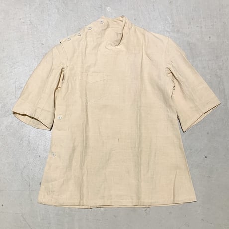 1940's〜 French Military Hospital Linen S/S Shirt Deadstock