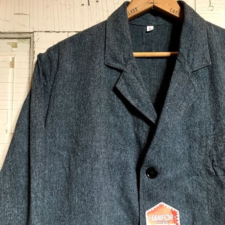 1950's French Unknown Black Chambray Atelier Coat