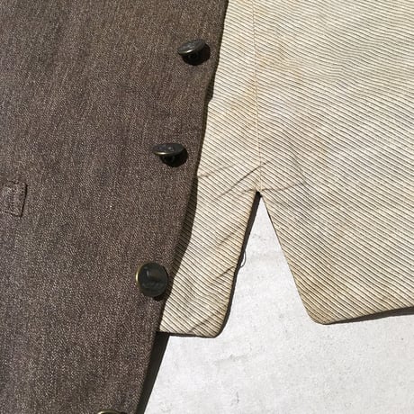 1930's French Unknown Brown Chambray Hunting Vest