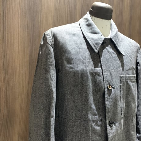 1950's French Military Black Chambray Atelier Coat Deadstock