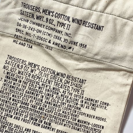 1950's US.ARMY M-51 Field Trousers Deadstock