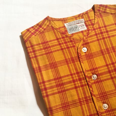 1960's DONEGAL Indian Madras Henleyneck S/S Shirt Deadstock