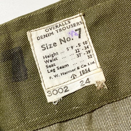 1950's British Army Green Denim Trousers Deadstock