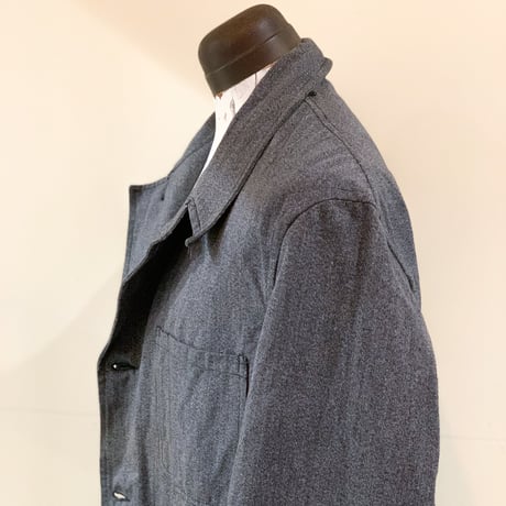 1940〜50's French Unknown Black Chambray Atelier Coat Deadstock