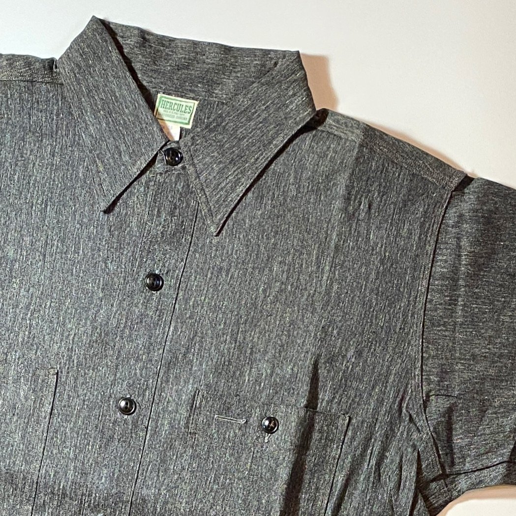 1940's〜 HERCULES Black Chambray L/S Shirt Deads