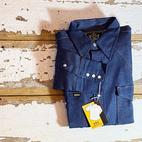 1970's MAVERICK Denim Western L/S Shirt Deadstock