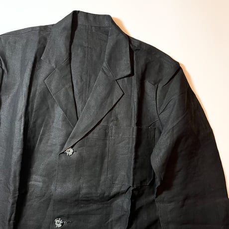 1950's AU MOLINEL Black Linen Coat Deadstock