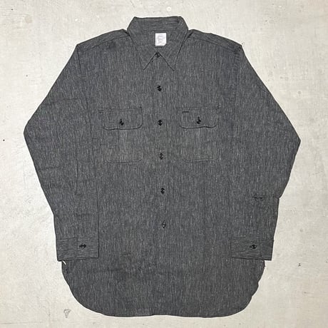1940〜50's BARTEL PERFECTION Black Chambray L/S Shirt Deadstock