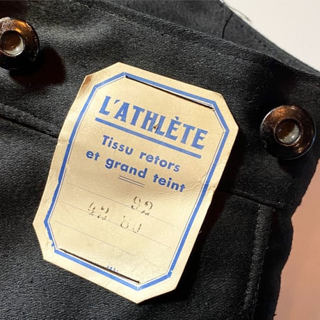 1930's〜 L'ATHLETE Black Moleskin Trousers Deadstock