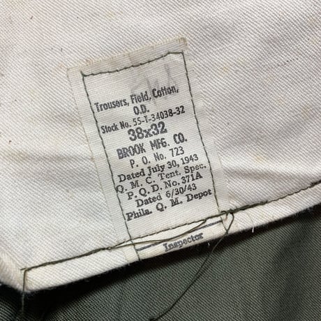 1940's US.ARMY M-43 Field Trousers Deadstock