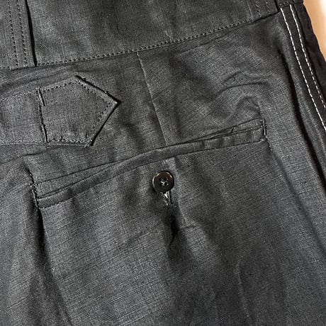 1940's French Unknown Black Linen Trousers Deadstock
