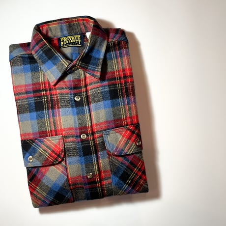 1980's PRIVATE PROPERTY Heavy Flannel L/S Shirt Deadstock