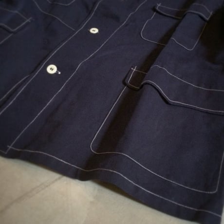 1940's French Indigo Linen Work Jacket Deadstock