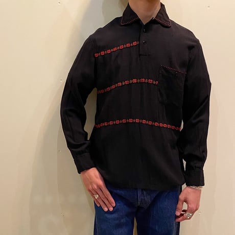 1950's VAN HEUSEN Pullover Rayon L/S Shirt