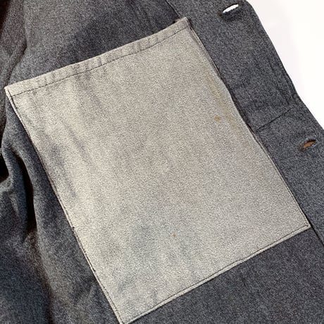 1950's French Unknown Black Chambray Work Jacket