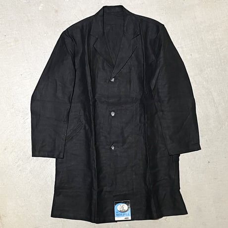 1950's AU MOLINEL Black Linen Coat Deadstock