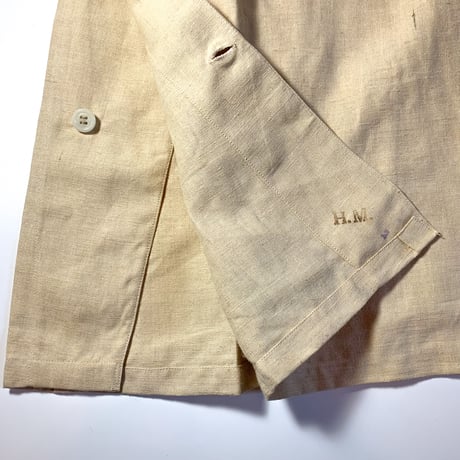 1940's〜 French Military Hospital Linen S/S Shirt Deadstock