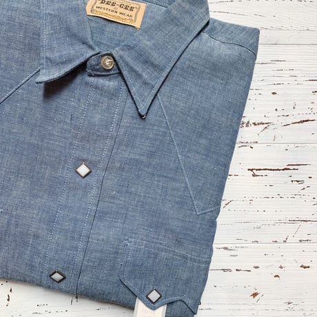 1960's DEE CEE Chambray Western L/S Shirt Deadstock