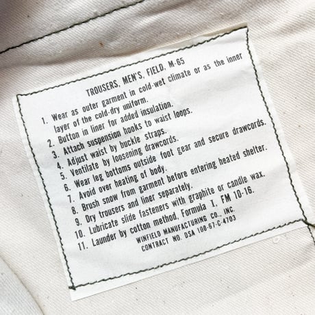 1960's US.ARMY M-65 Field Trousers Deadstock