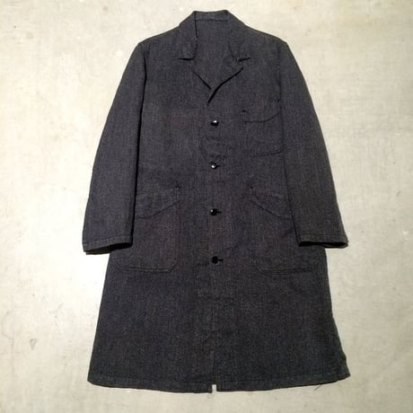 1950's French Unknown Black Chambray Atelier Coat
