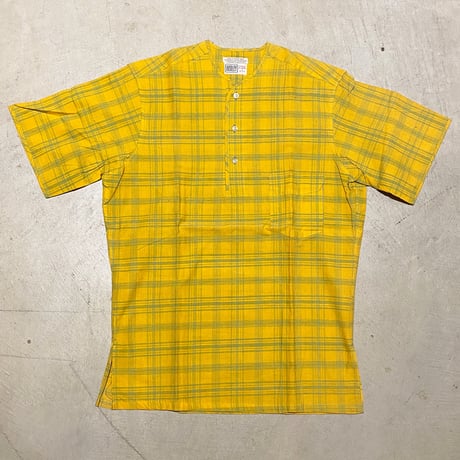 1960's DONEGAL Indian Madras Henleyneck S/S Shirt Deadstock