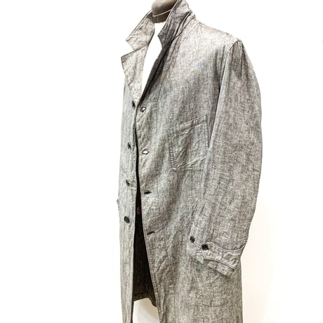 1940's French Unknown Gray Chambray Atelier Coat