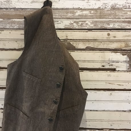 1930's French Unknown Brown Chambray Hunting Vest