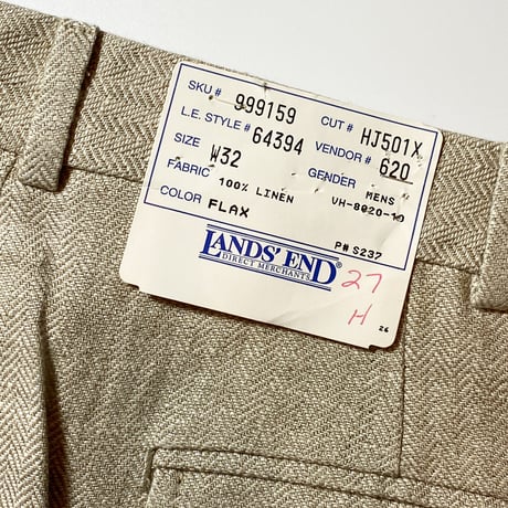 1990's〜 LANDS' END Herringbone Linen Trousers Deadstock