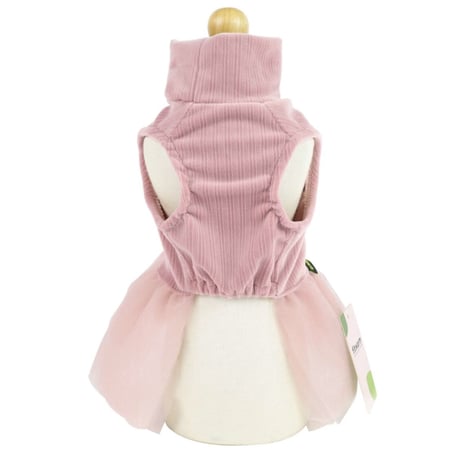 タートルネックチュールワンピース　ピンク
