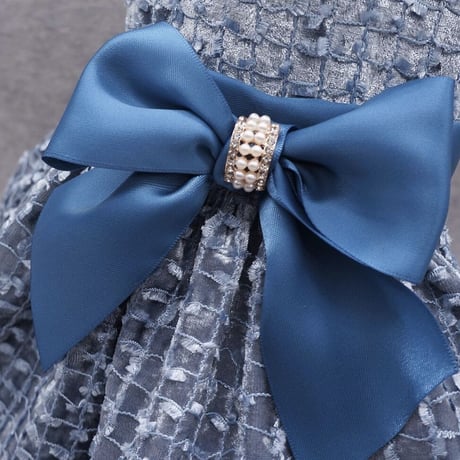 刺繍リボンドレス　ブルー