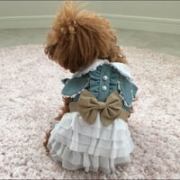 デニムワンピース リボン茶 S/L